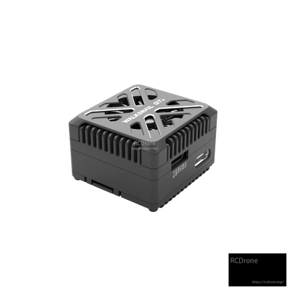 Walksnail Avatar GT2 VTX angled view showing USB-C port side and vented top cover