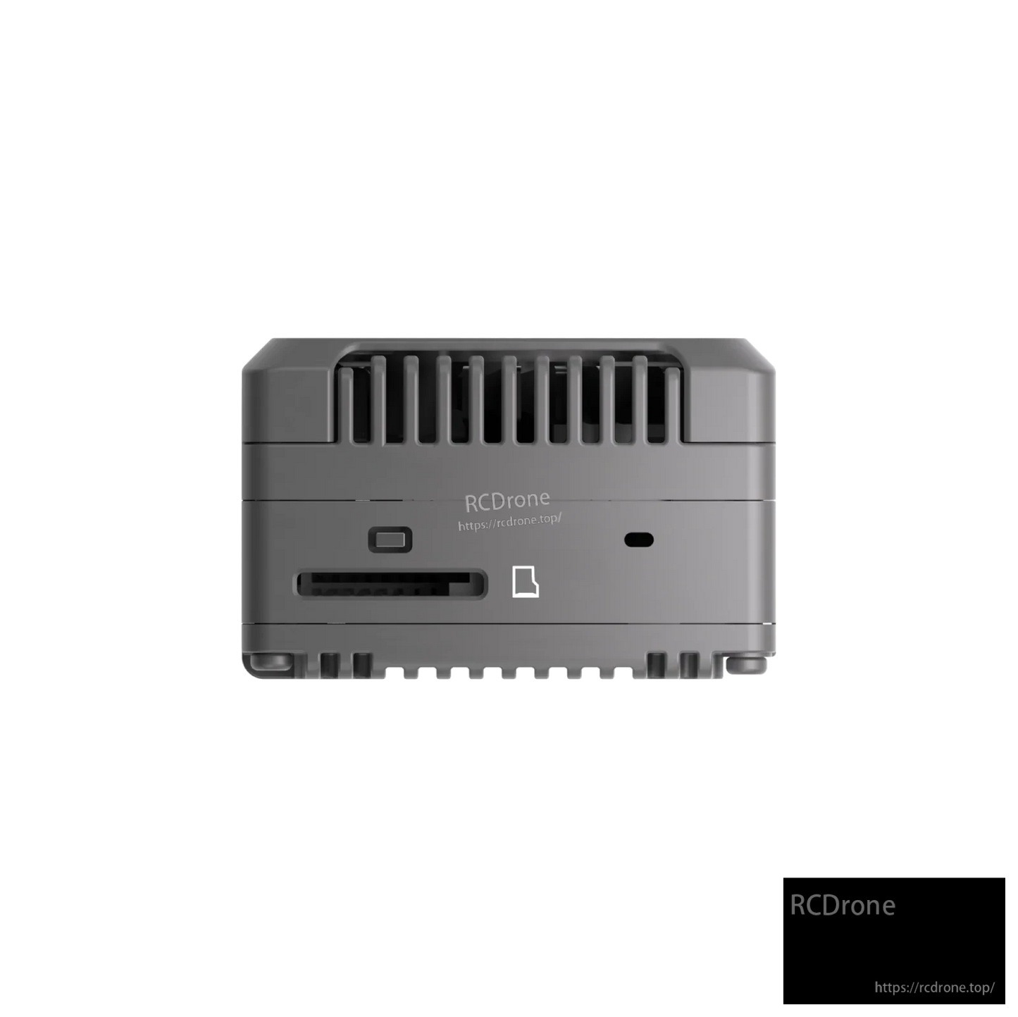 GT2 VTX module side profile with cooling vents and panel openings for ports and buttons