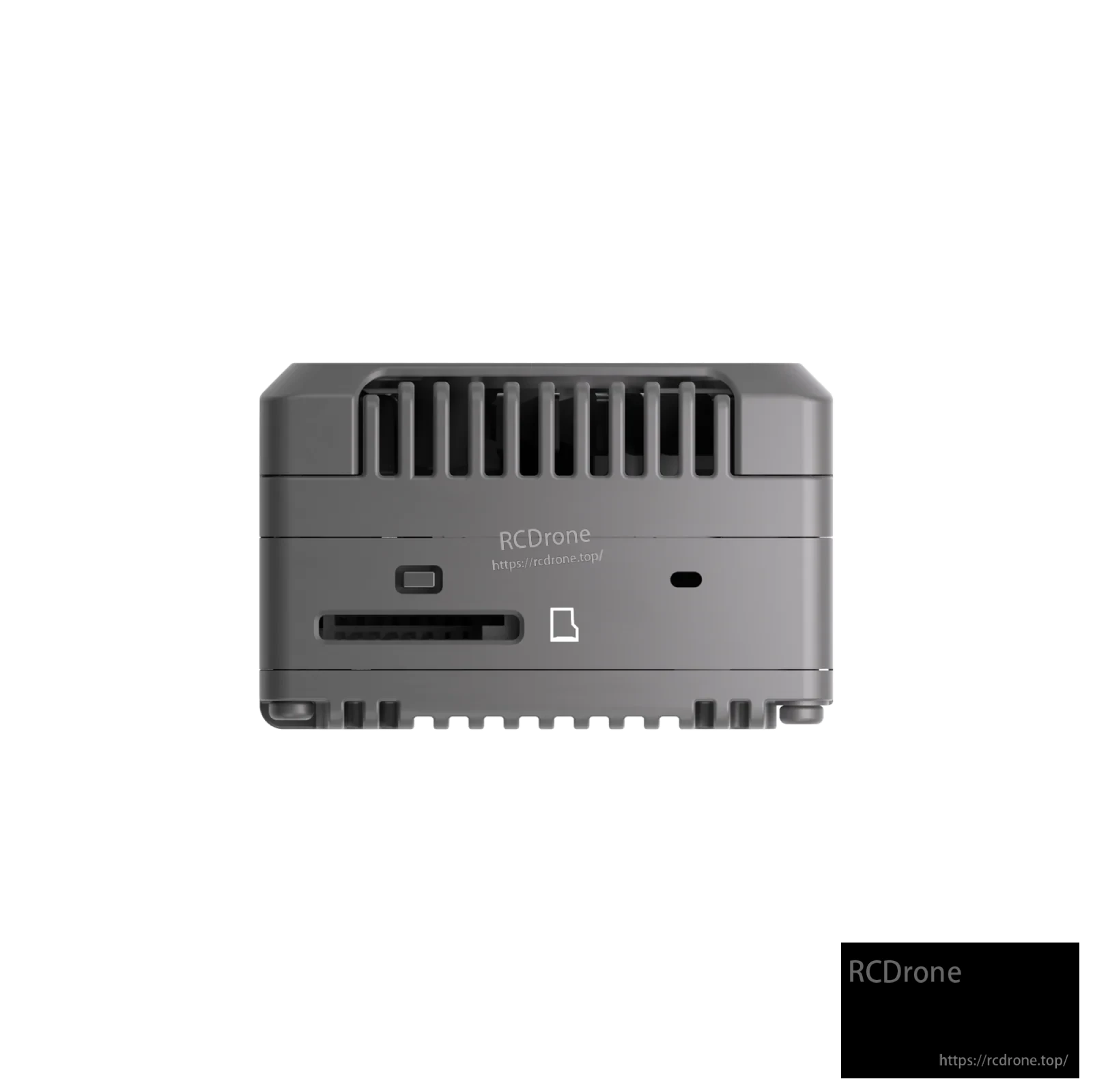 GT2 VTX module side profile with cooling vents and panel openings for ports and buttons