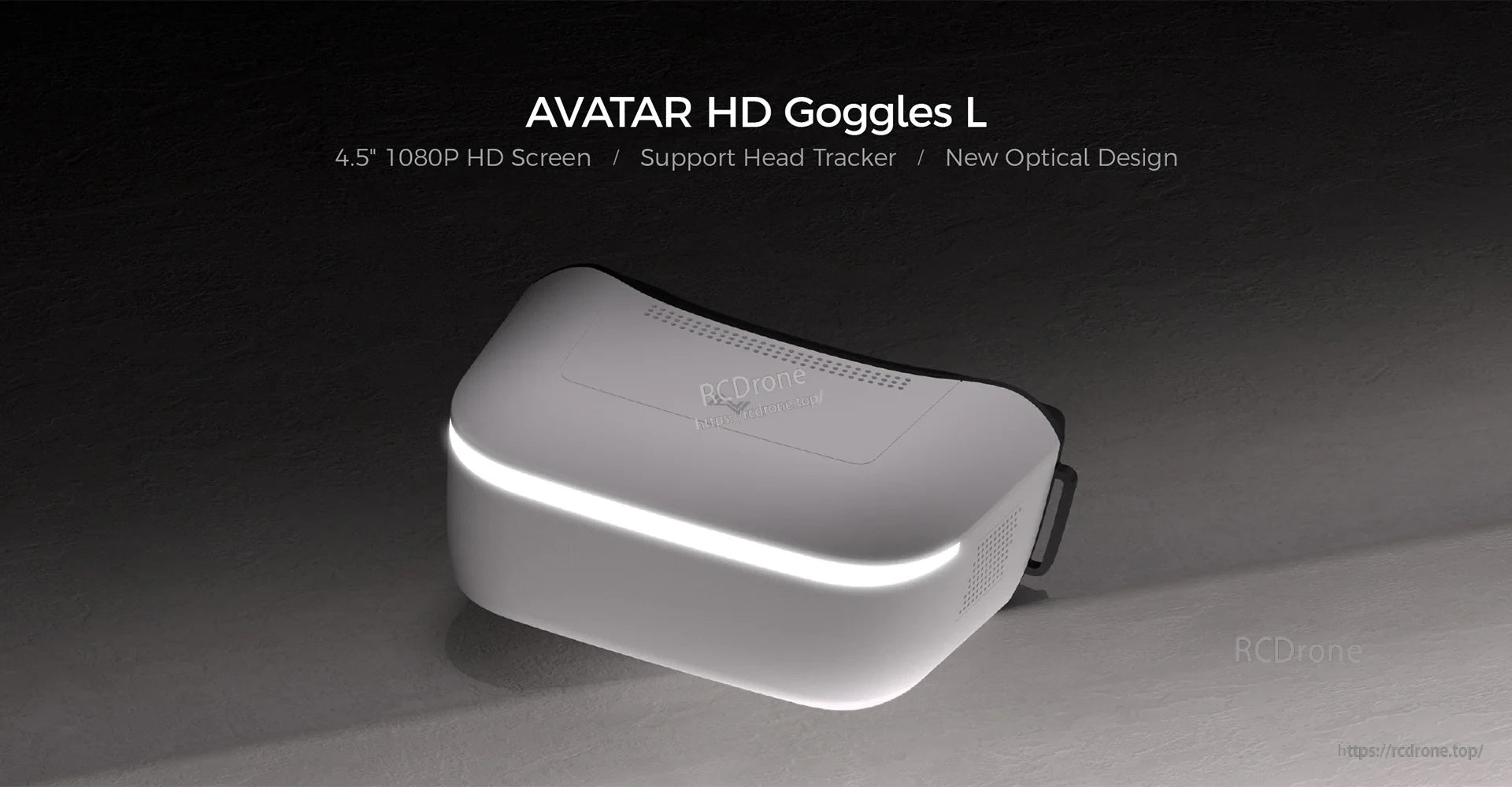 Walksnail Avatar HD Goggle (Avatar HD Goggles L) top view highlighting compact single-screen housing