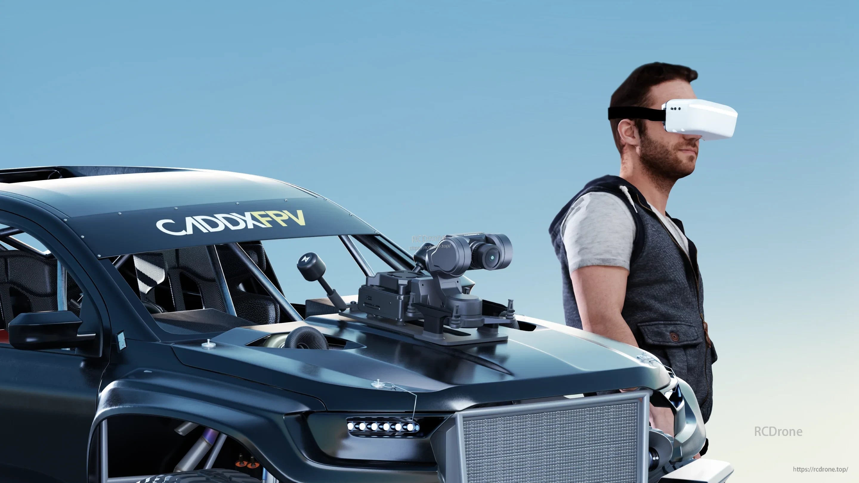 Walksnail Avatar HD Goggle in use for FPV viewing, paired with CADDXFPV GM3 gimbal rig