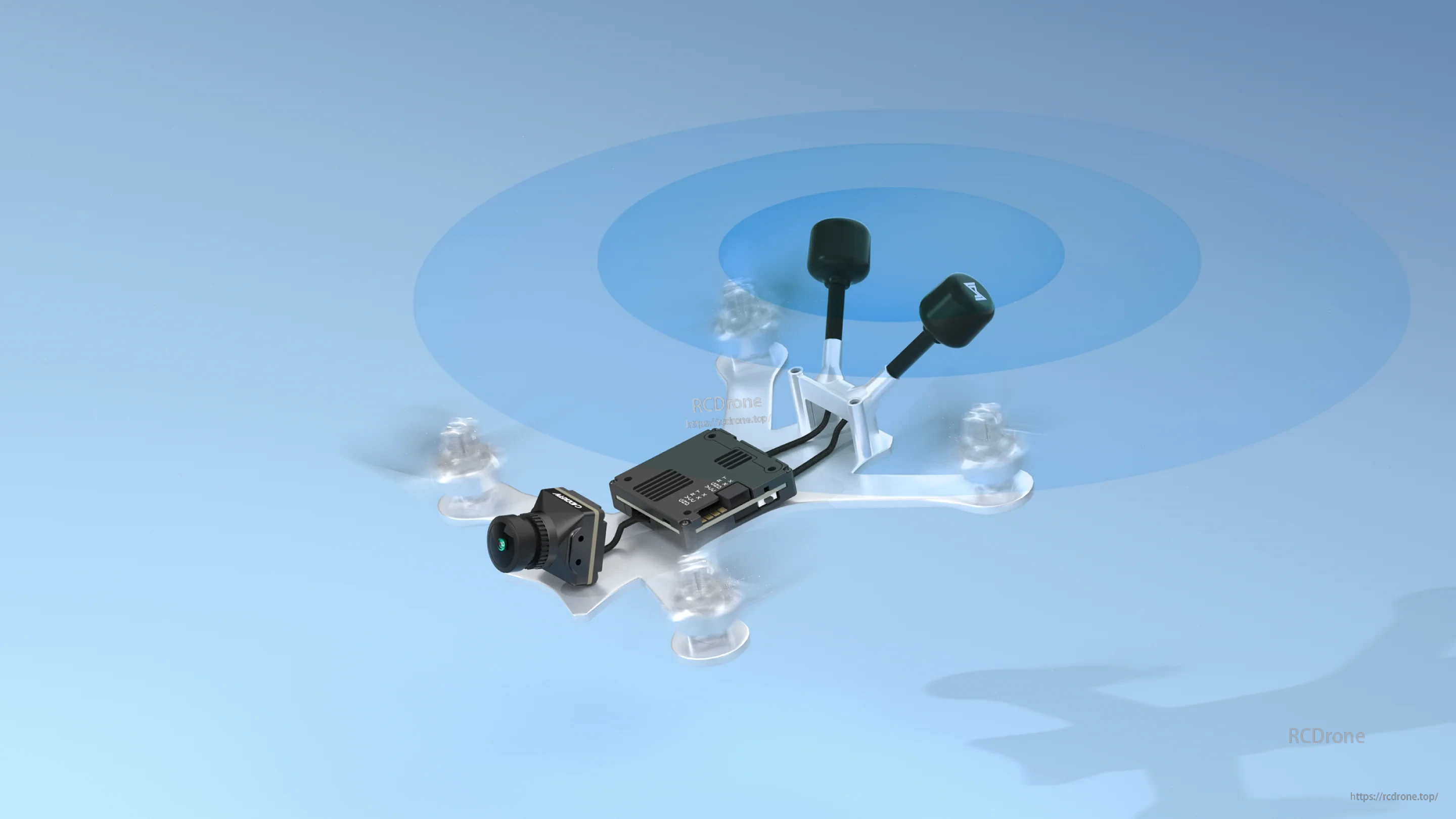 FPV drone setup with dual antennas for stable Walksnail HD video transmission and interference resistance
