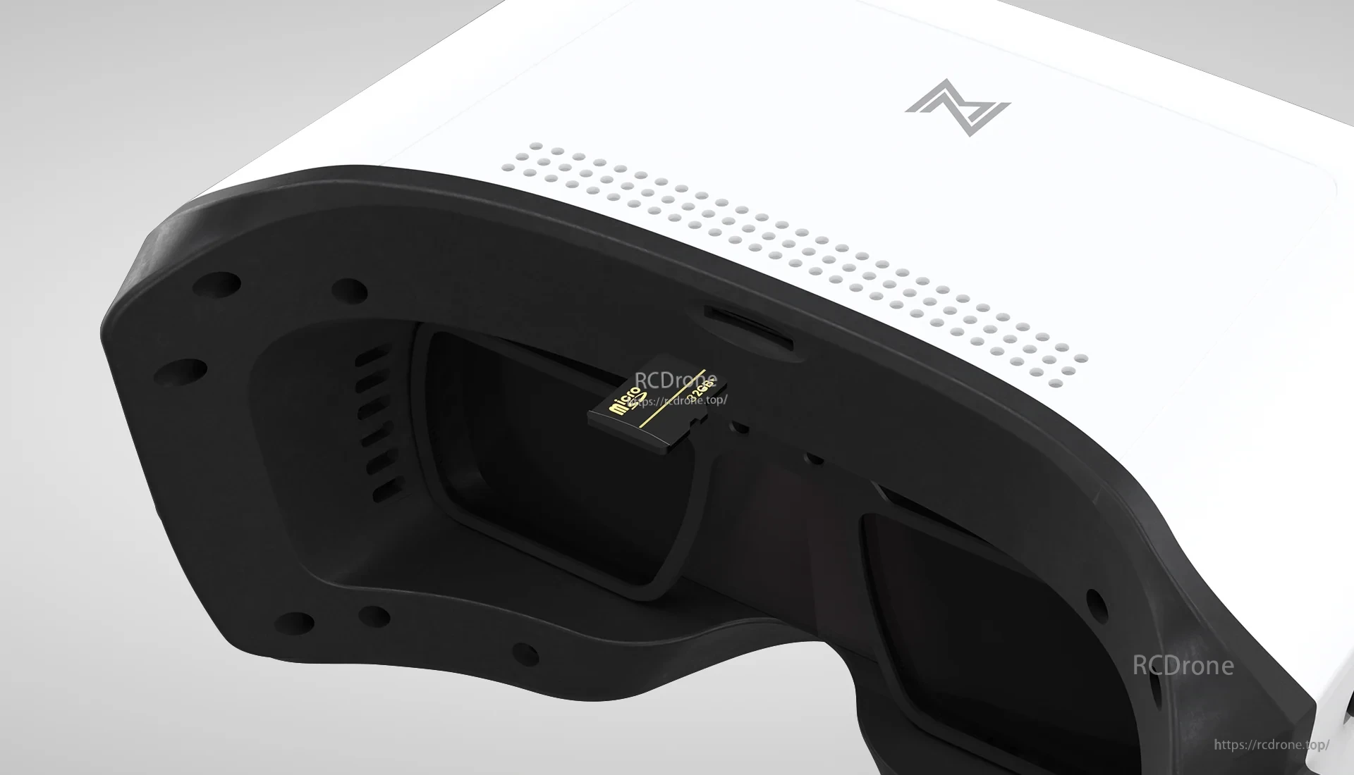Close-up of Micro SD card slot on the goggles for onboard DVR recording