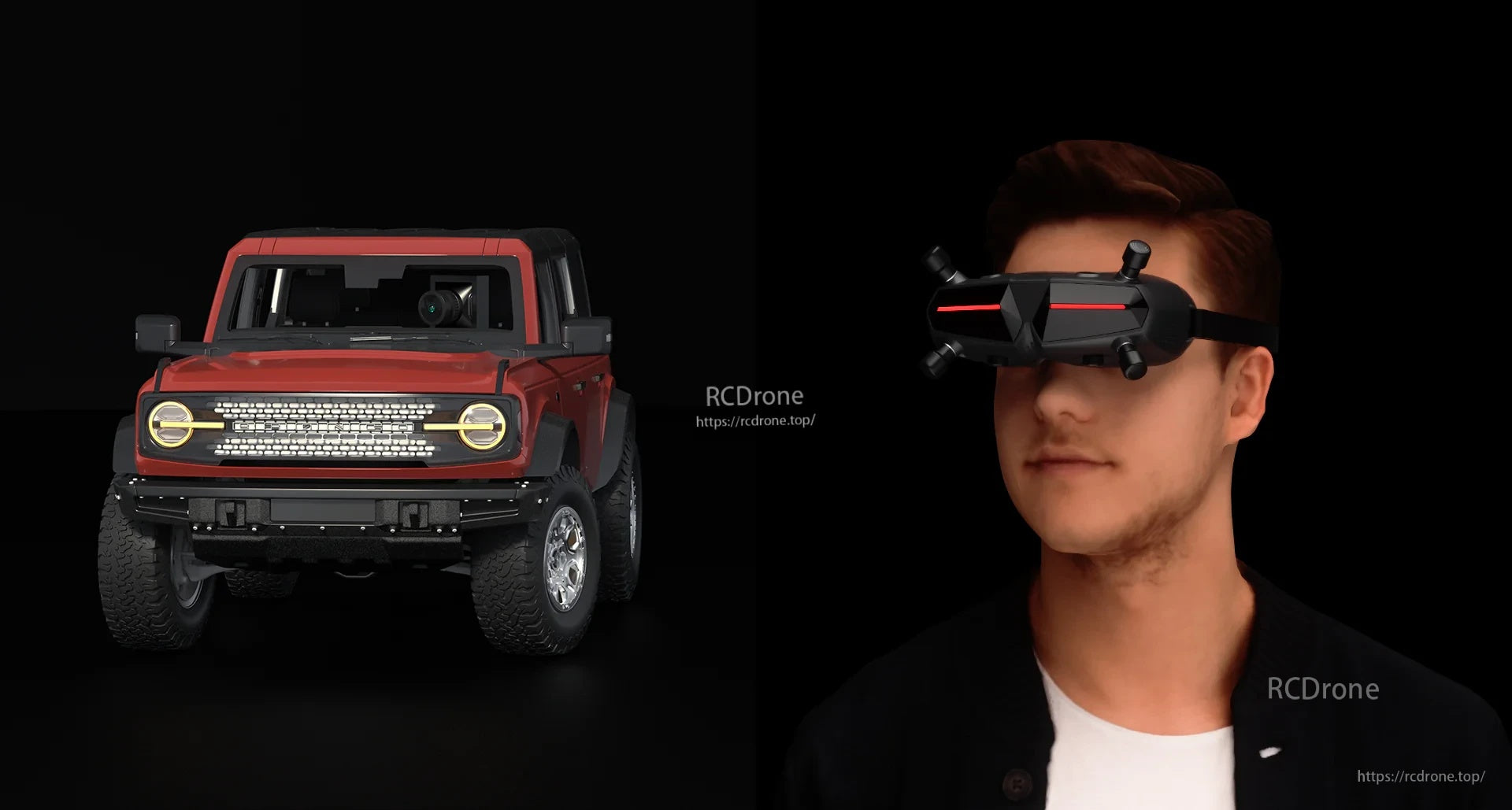 Concept scene representing sharing the FPV feed to others using HDMI output from the goggles
