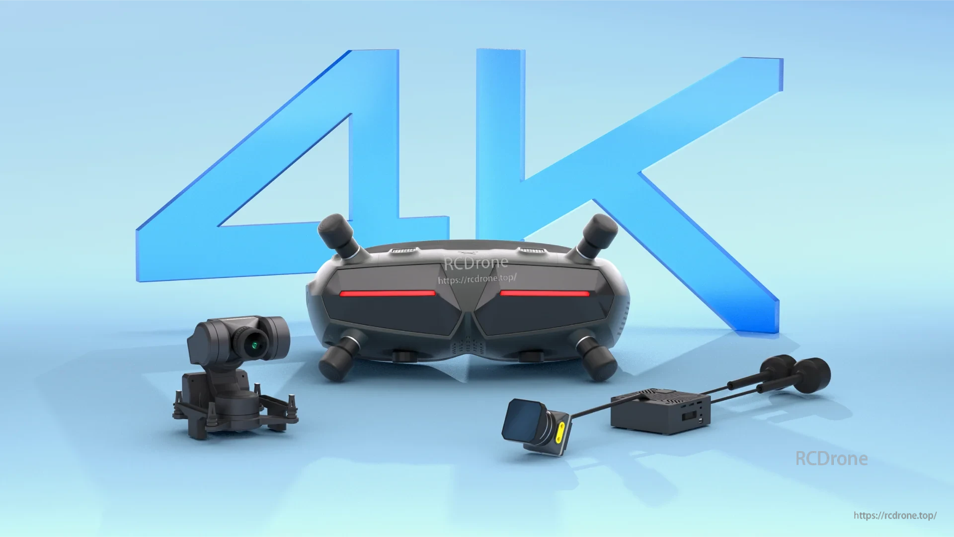 Walksnail Avatar HD Goggle kit with Goggles X, Moonlight camera, and GM3 3-axis gimbal components