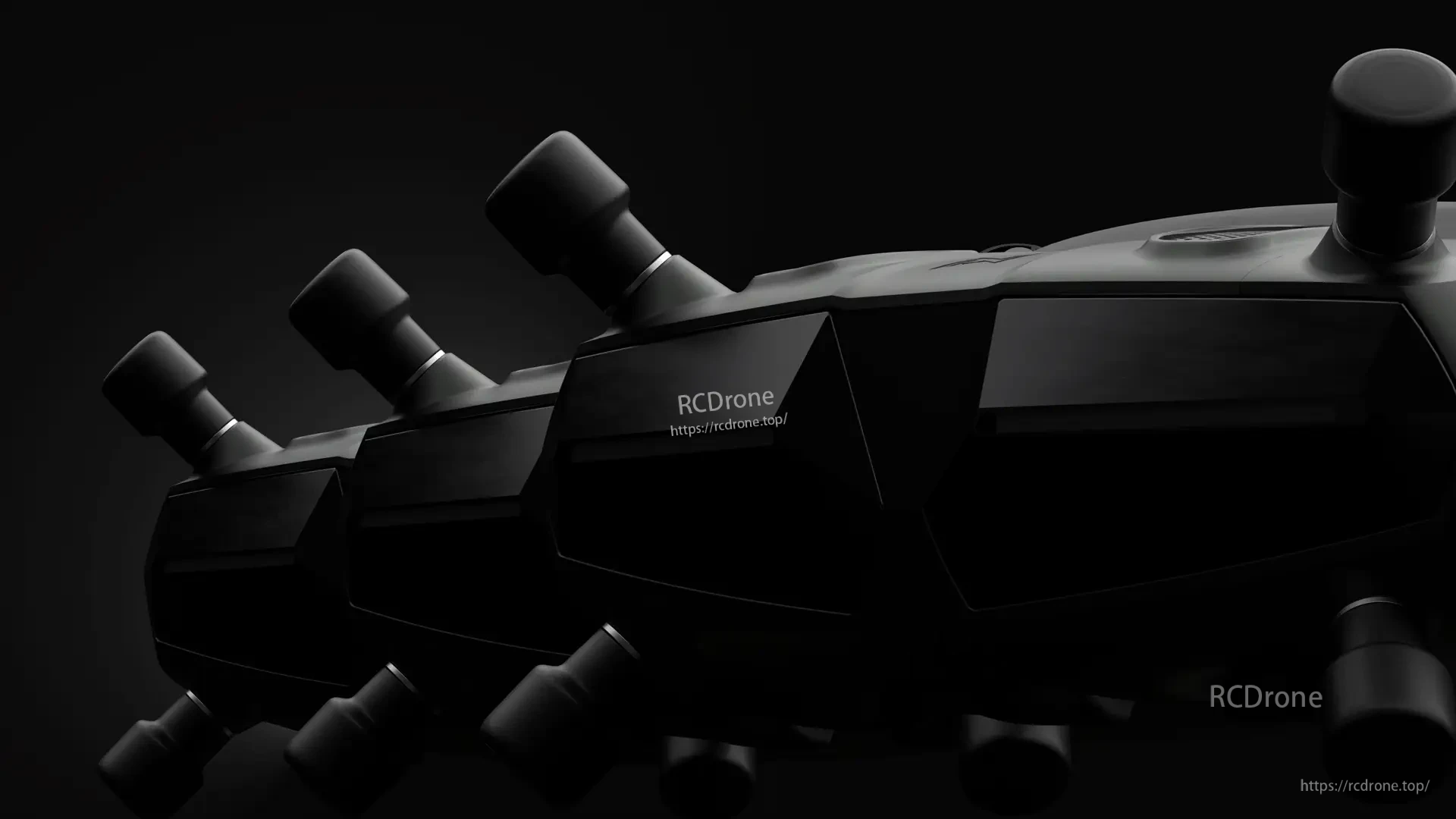 Close-up side profile of the goggle with multiple antenna connectors along the top edge