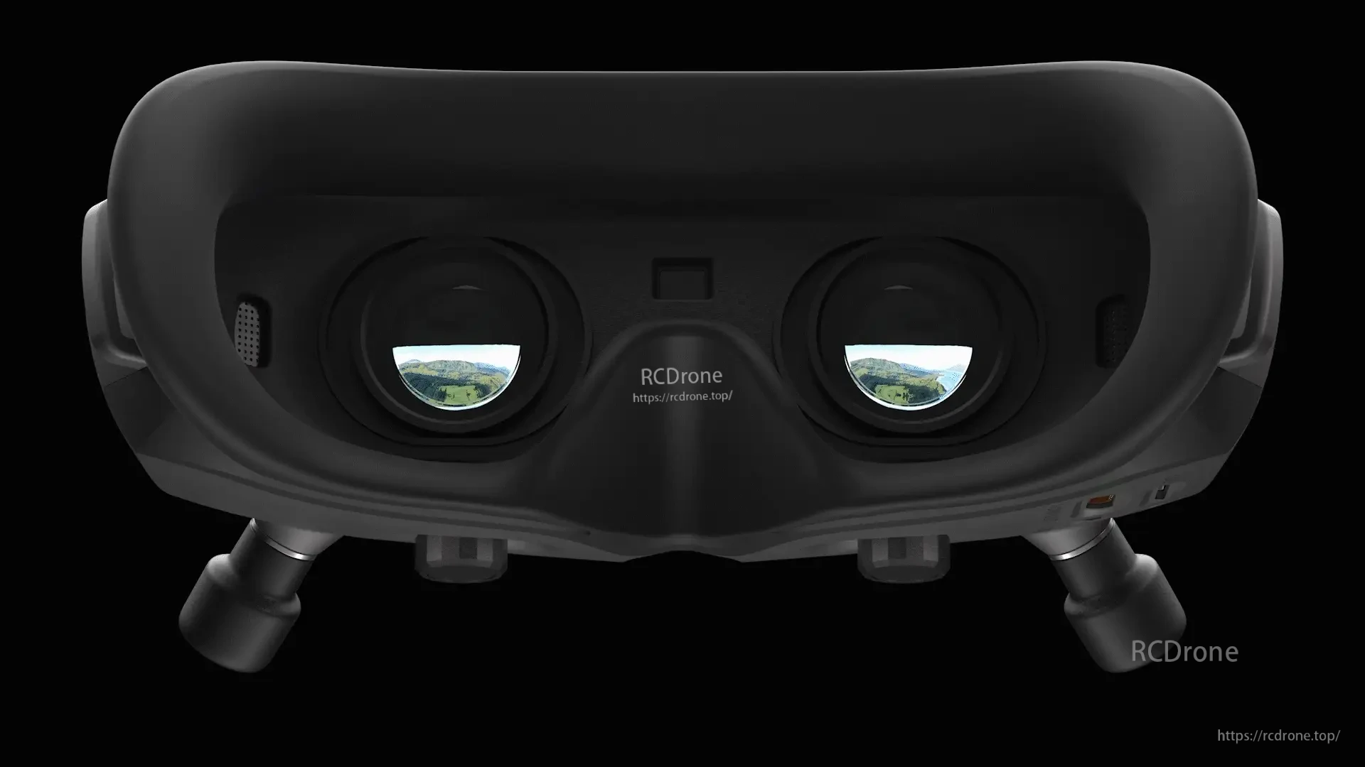 Inside view of the goggle face opening, showing dual eyepieces and wide foam interface