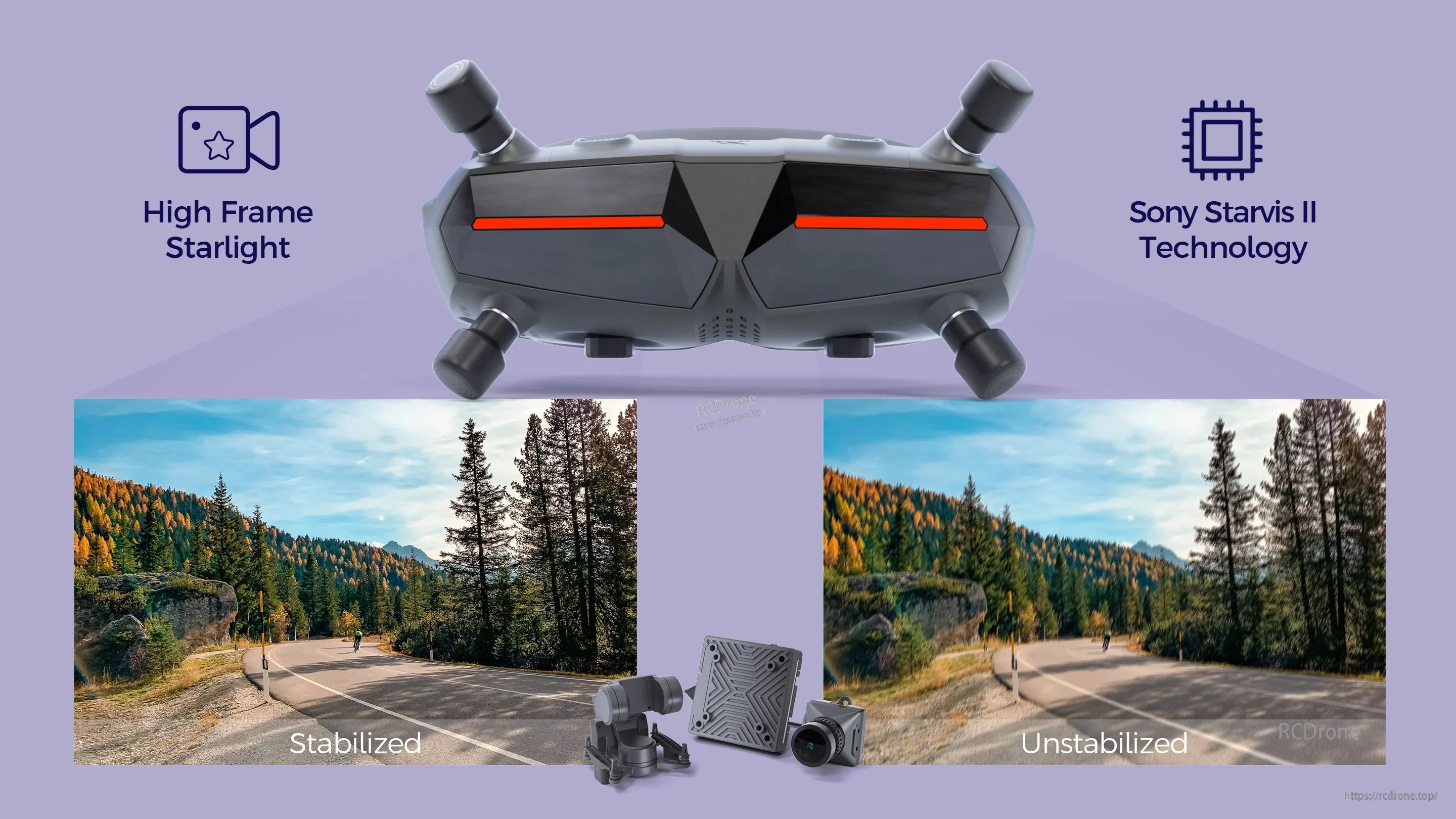 Walksnail Avatar HD Pro Kit highlights: High Frame Starlight, Sony Starvis II, plus stabilized vs unstabilized view