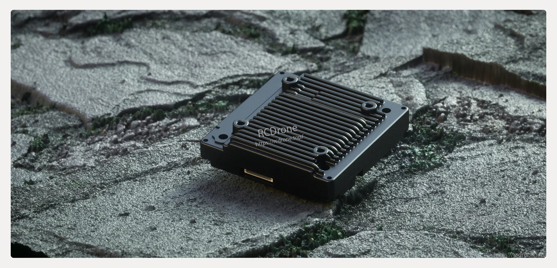 Avatar V2 VTX module on textured surface showing compact square heat-sink enclosure