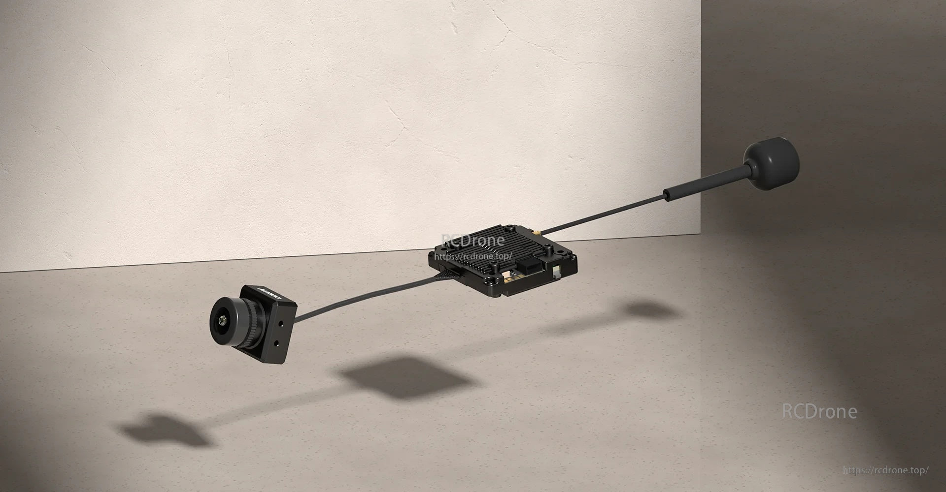 Avatar V2 FPV system layout with camera, coax cable, VTX module, and single IPEX antenna