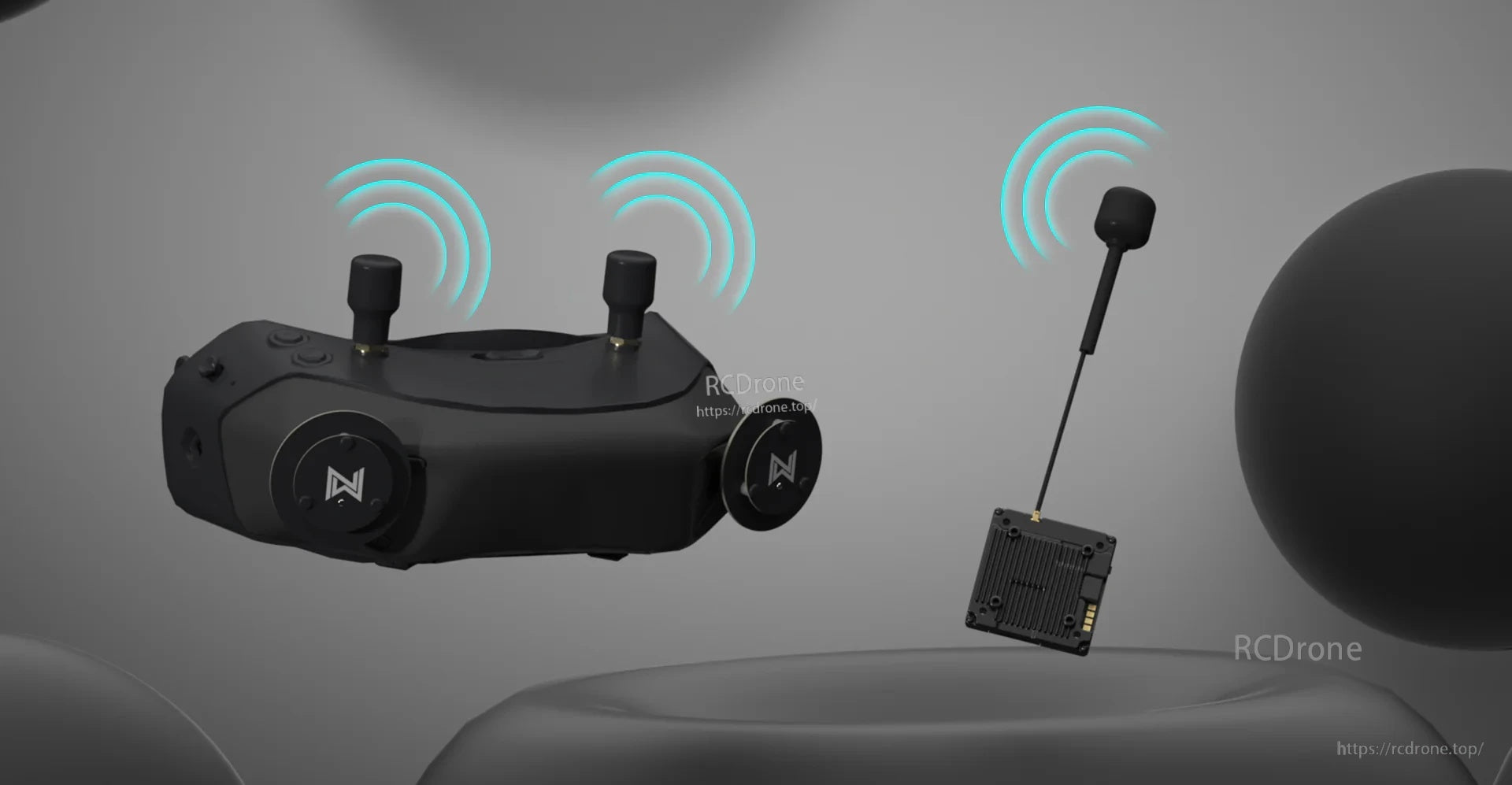 Walksnail Avatar goggles communicating wirelessly with Avatar V2 VTX module using a single antenna