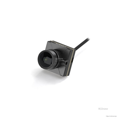 Angled close-up of the nano FPV camera lens and front housing detail