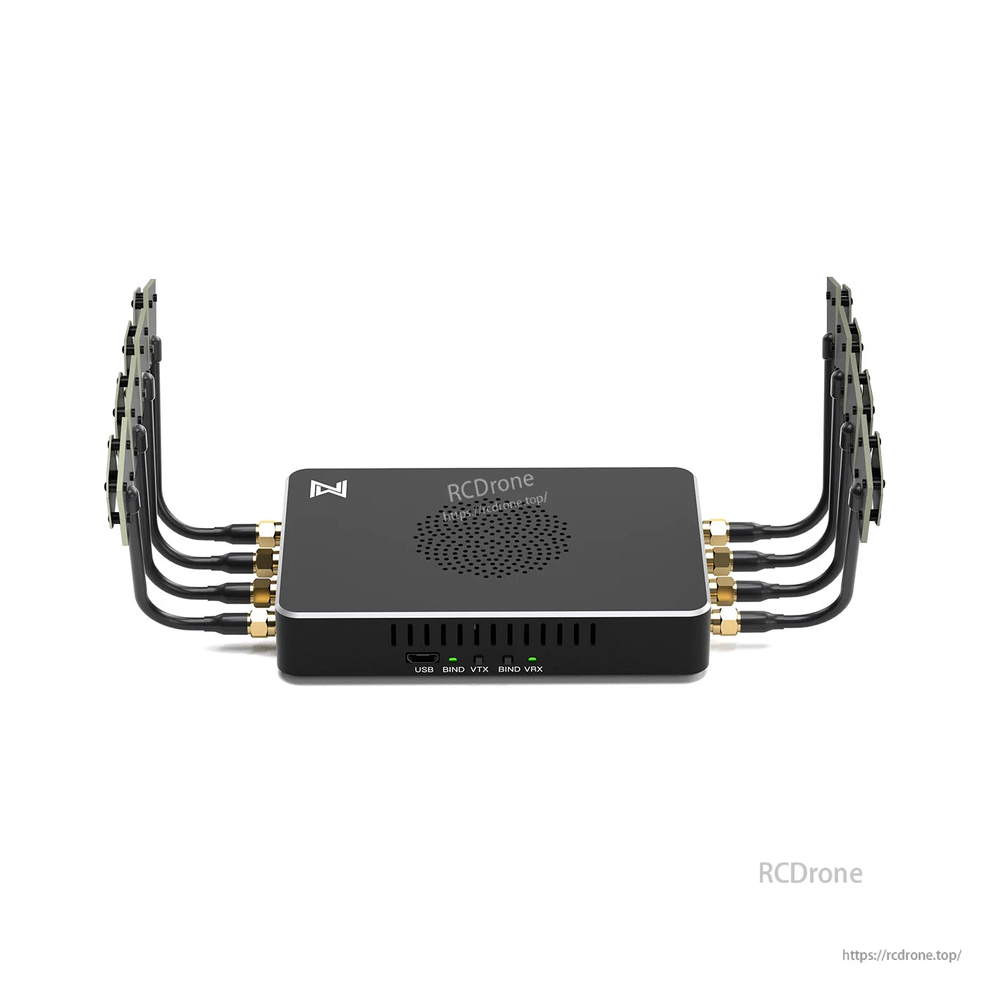 FPV video transmitter with dual band antennas and USB ports