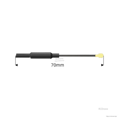Walksnail Mini 1S Lite Antenna length diagram showing 70 mm measurement from antenna body to connector