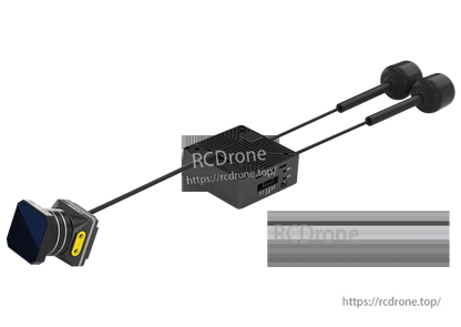 Walksnail Moonlight FPV camera and recorder module with dual antennas and connecting cable