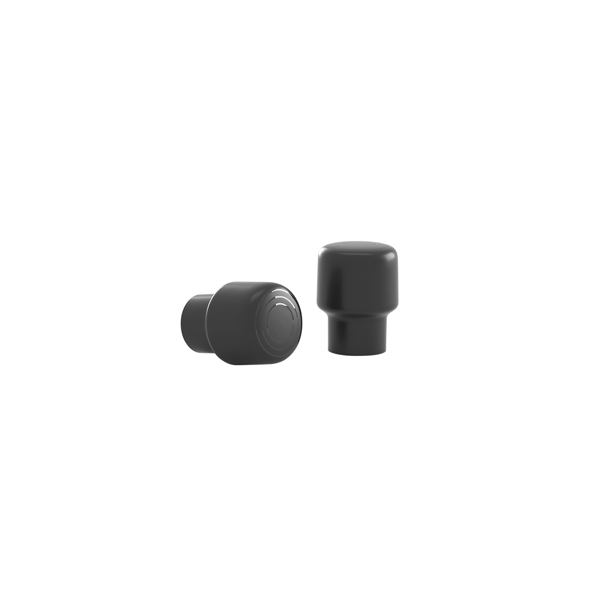 Walksnail Redbird Antenna pair in black, one upright and one on its side on dark background