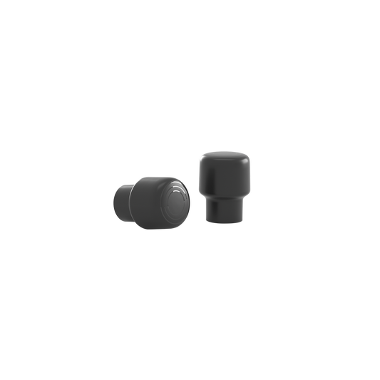 Walksnail Redbird Antenna pair in black, one upright and one on its side on dark background