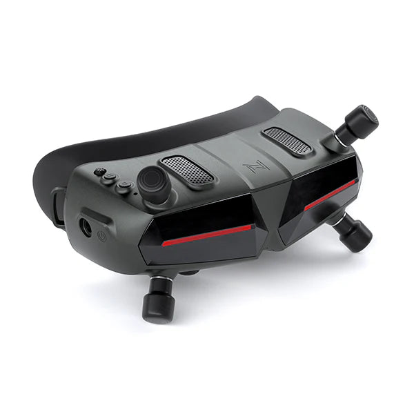 Walksnail Avatar HD Goggle angled top view showing buttons, joystick control and dual antennas