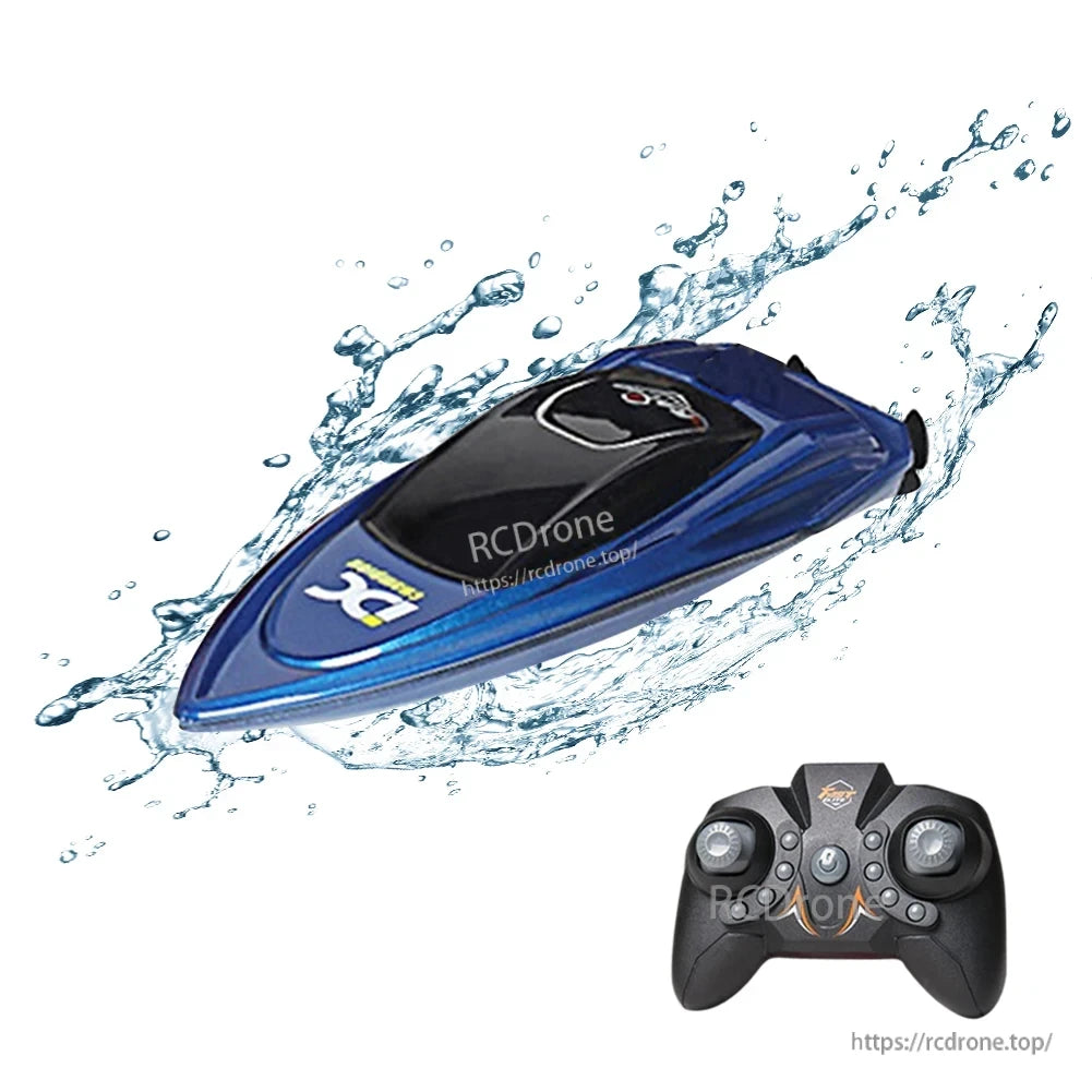 Waterproof 2.4GHz Mini RC Boat, The boat features a safe induction water inlet switch, sealed charging port, frequency pairing, and low battery light prompt for safety.