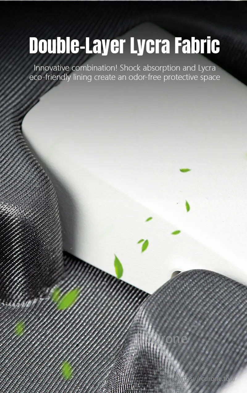 Waterproof Portable Handheld Drone Bag, Double-Layer Lycra Fabric offers shock absorption, eco-friendly, and odor-free protection.