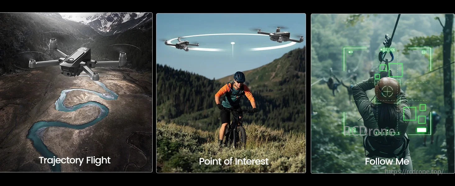 WeFone WF30 GPS Drone, Advanced drone modes like Trajectory Flight, Point of Interest, and Follow Me enhance various activities.