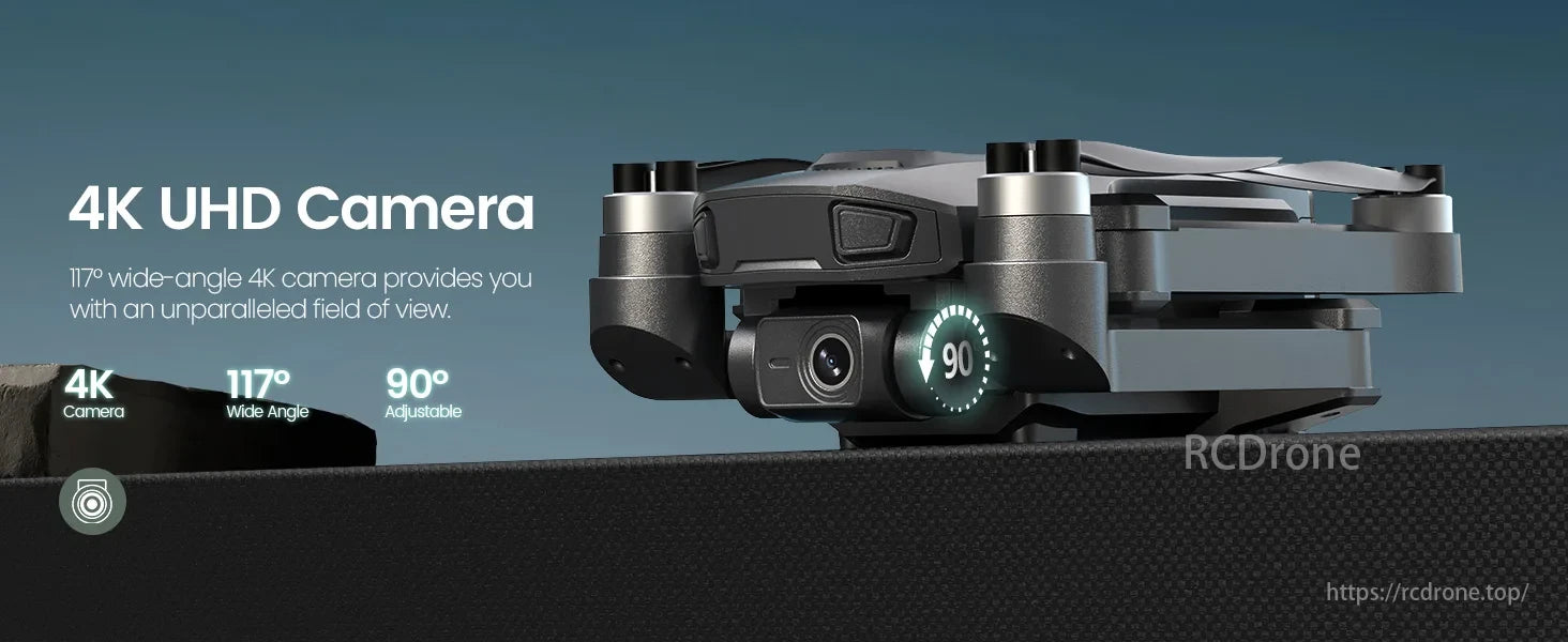 WeFone WF30 GPS Drone, 4K UHD camera with 117° wide angle and 90° adjustable view.