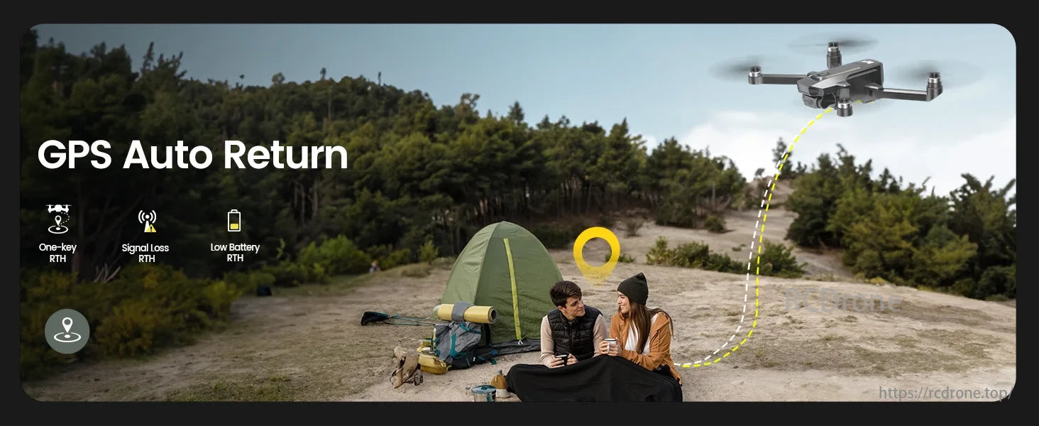 WeFone WF30 GPS Drone, GPS Auto Return enhances safety with One-key, Signal Loss, and Low Battery RTH features for outdoor activities.