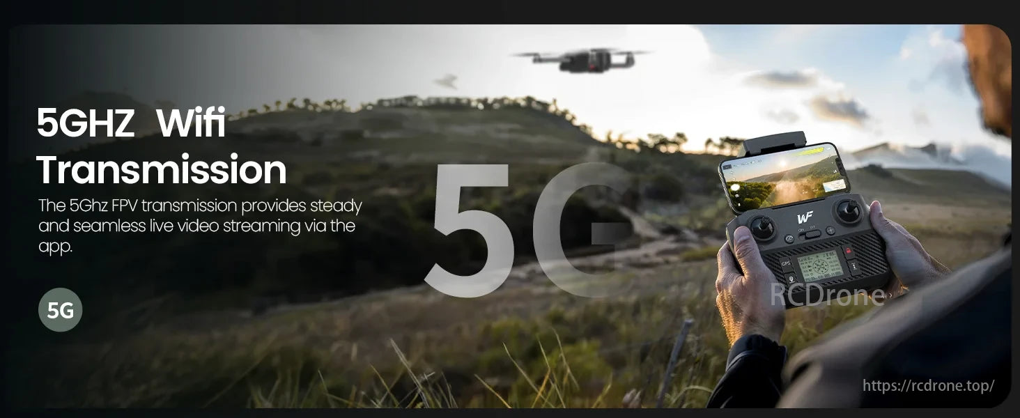 WeFone WF30 GPS Drone, 5GHz WiFi transmission offers steady, seamless live video streaming.