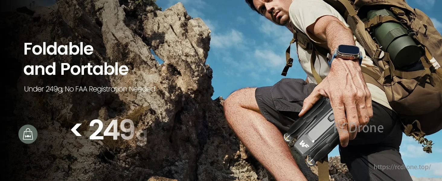 WeFone WF30 GPS Drone, A foldable, portable drone weighing under 249g eliminates the need for FAA registration, perfect for outdoor use.