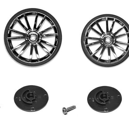 Spoke-style steering wheel set parts for Futaba 10PX transmitter, includes two wheels and mounting pieces
