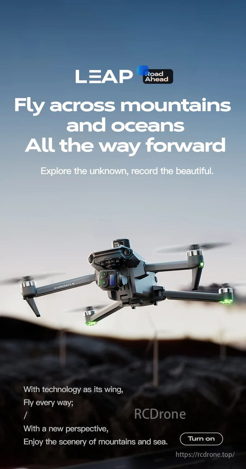 Wing 6 Drone, LEAP Road Ahead: Fly, explore, record beauty with technology as wings; enjoy mountain and ocean views. Turn on.