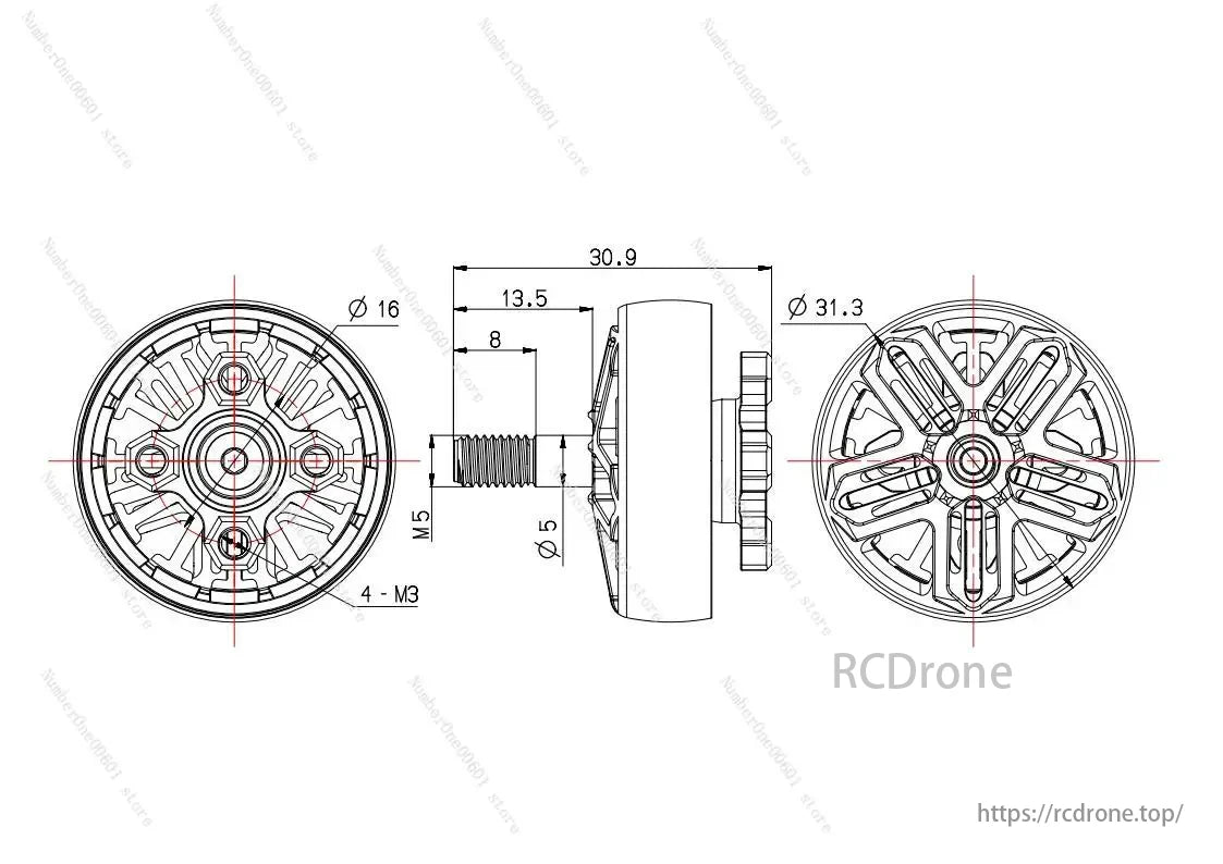 Wing Series 2505.5 1500KV 6S Brushless Motor, Designed for 6-inch long endurance FPV drones and crossover frame builds.