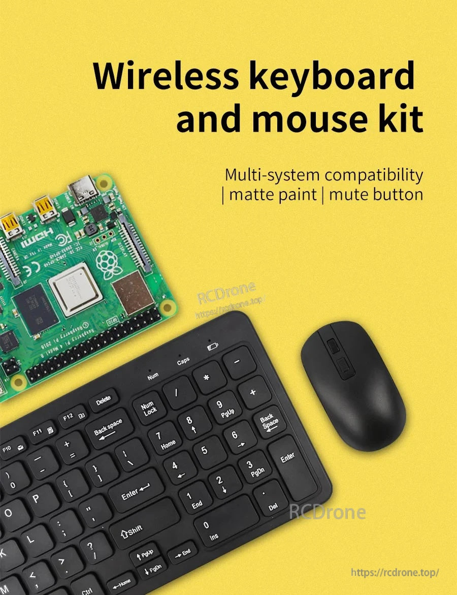 2.4G wireless keyboard and mouse set with USB receiver for Raspberry Pi, Jetson Nano, RDK X3 and PC