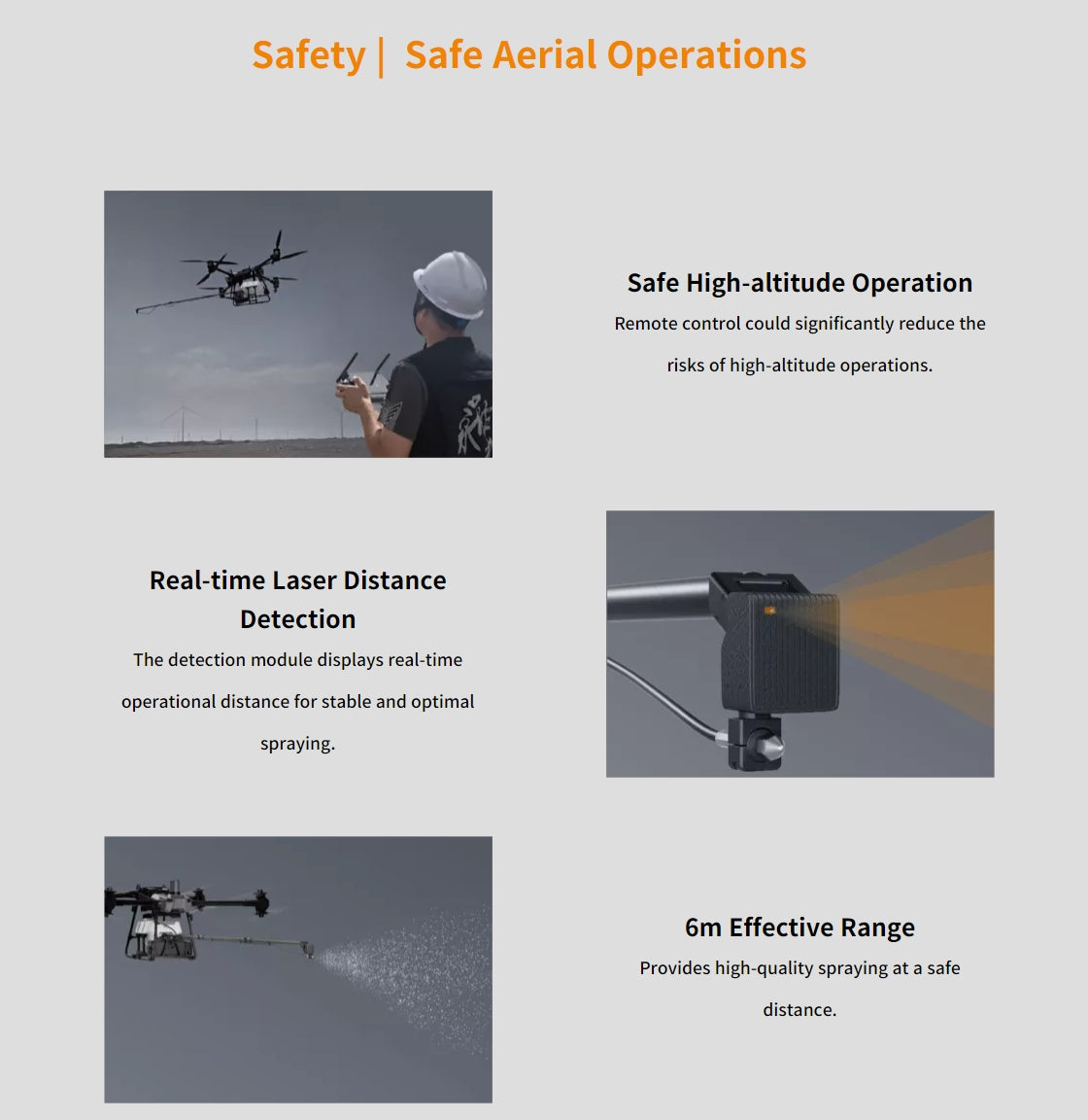 AeroClean P2 Aerial Cleaner, High-altitude aerial operations can be safer with remote control and real-time Laser Distance Detection.