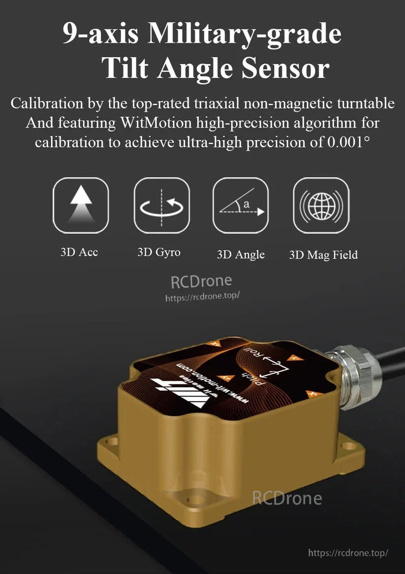 Ultra-high precision tilt sensor with 9-axis sensing, advanced calibration, durable design, and wide application in motion tracking.