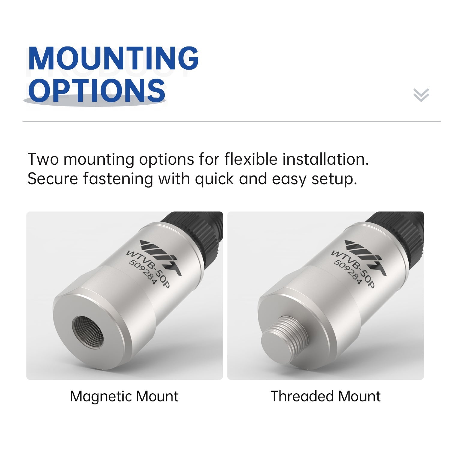 Mounting options for IEPE accelerometer: magnetic mount versus threaded mount styles