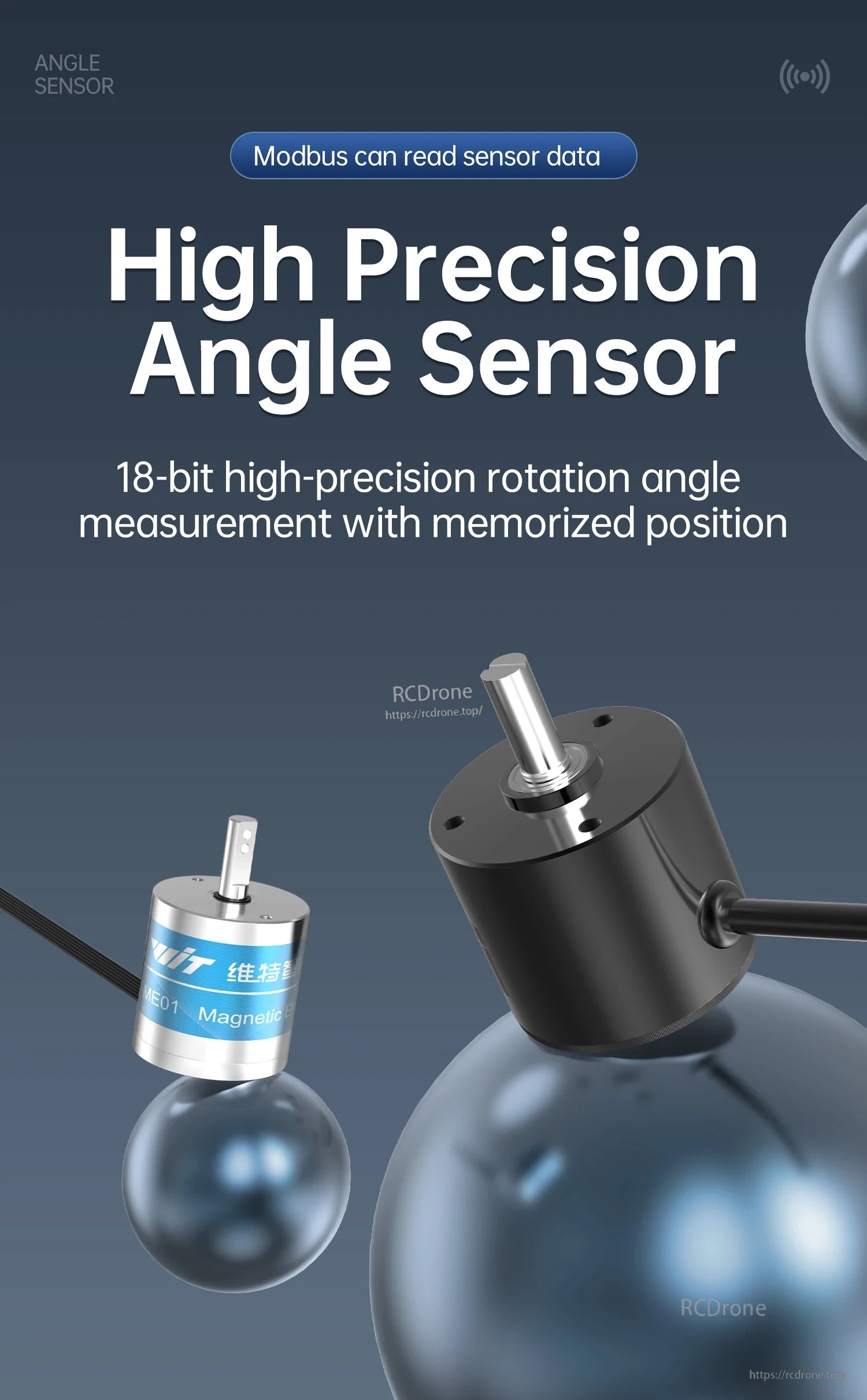 WitMotion JY-ME01/JY-ME02 absolute rotary encoder angle sensor with 18-bit precision and Modbus support