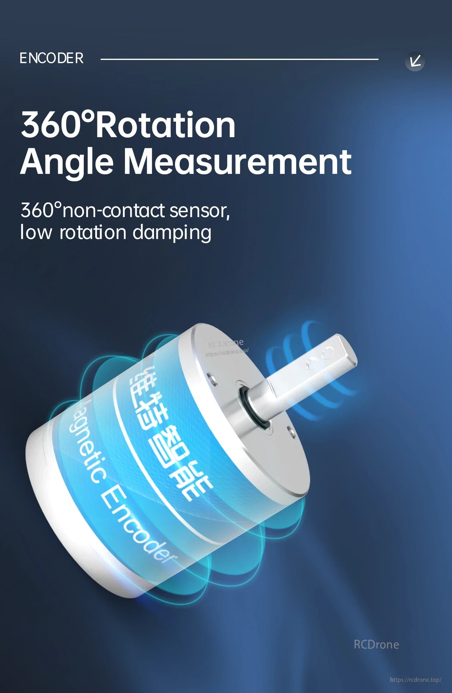 360° non-contact magnetic encoder for smooth rotation angle measurement with low rotation damping