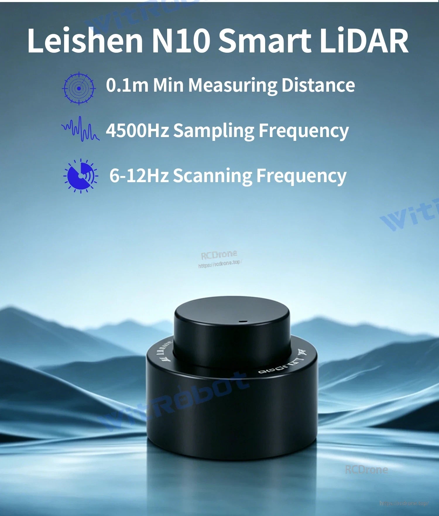 WitMotion Leishen N10 smart LiDAR sensor with 0.1m minimum distance and 4500Hz sampling