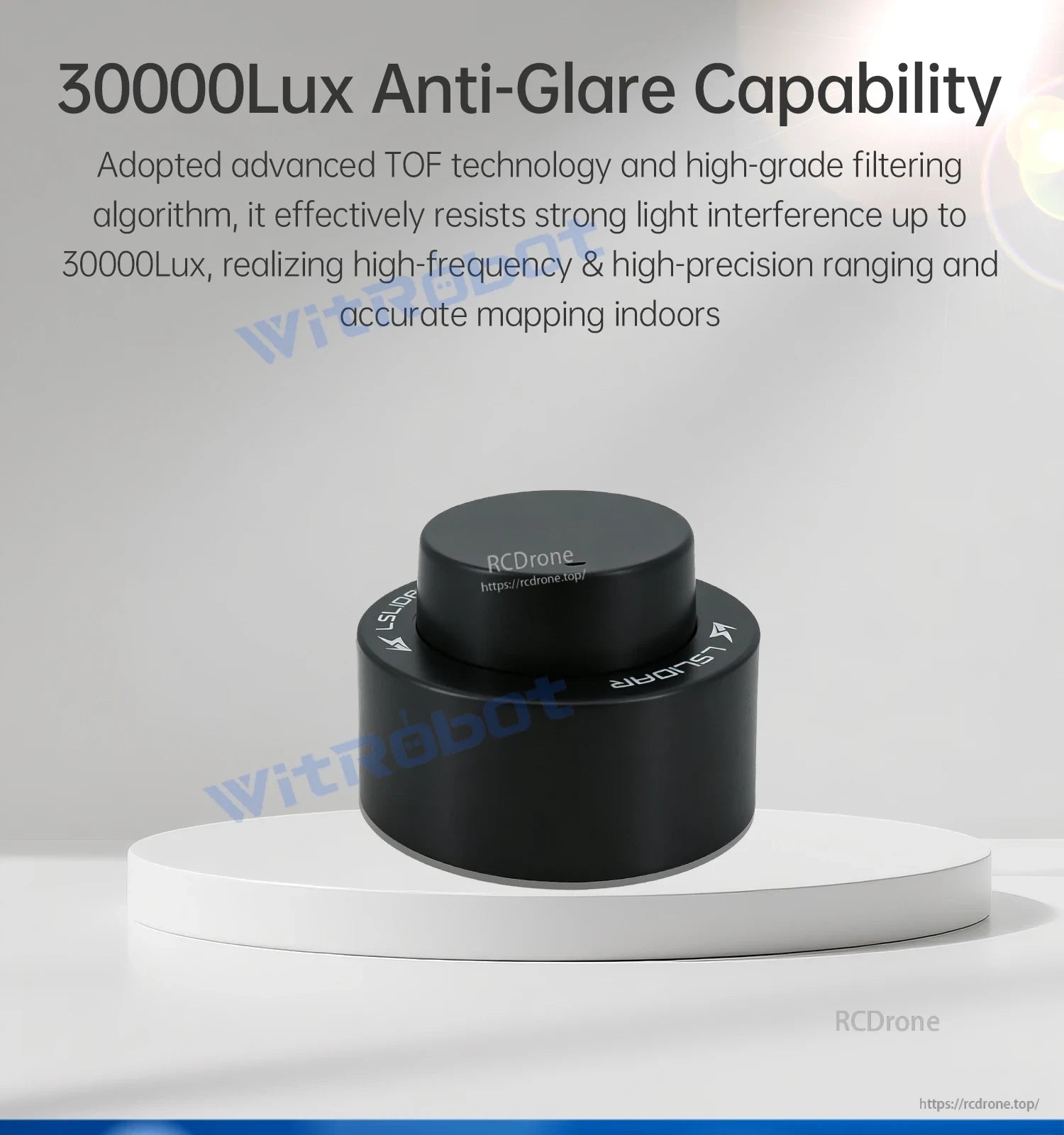 Leishen N10 30000Lux anti-glare TOF LiDAR sensor on display pedestal
