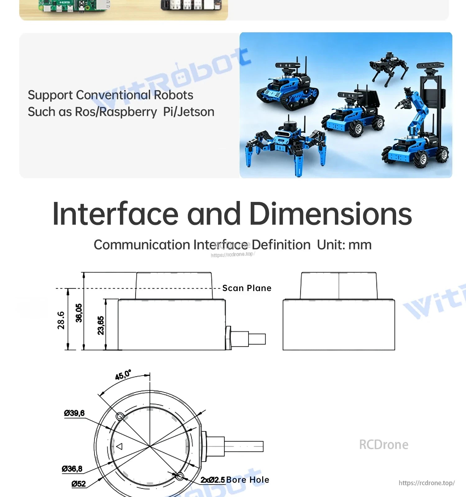 Leishen N10 LiDAR interface, dimensions, and mounting drawing with communication layout
