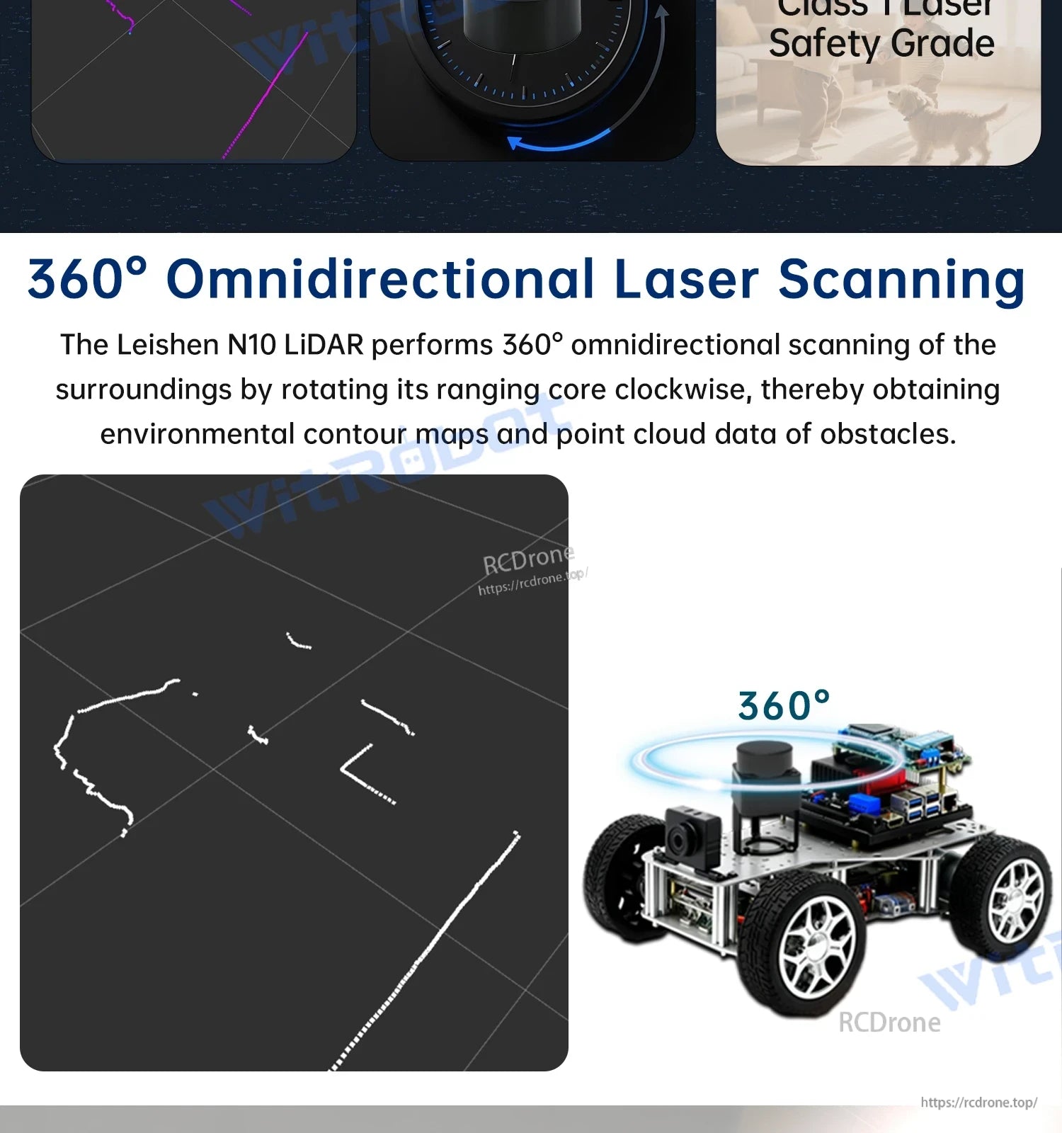 Leishen N10 360° omnidirectional LiDAR point cloud output for robot navigation