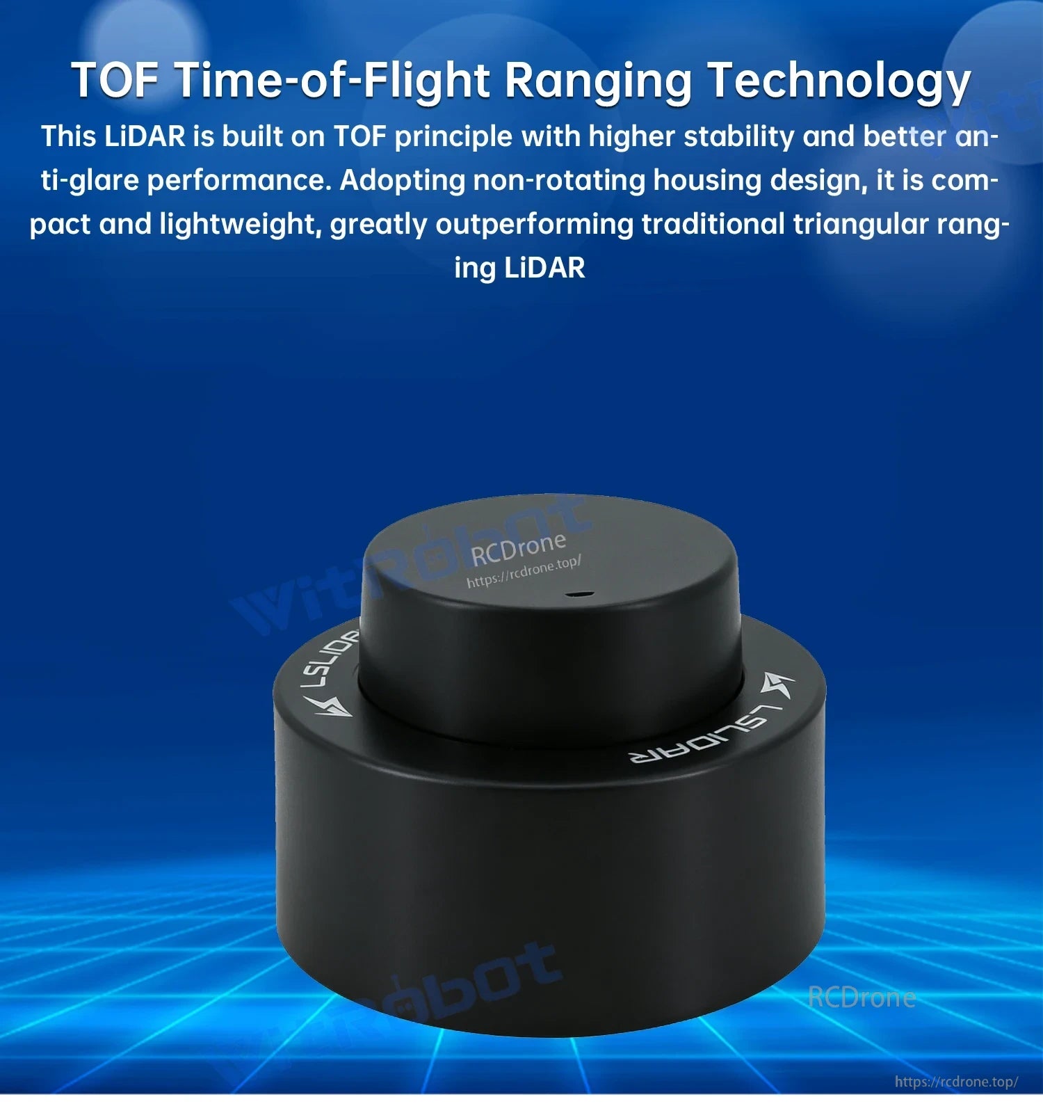 WitMotion Leishen N10 TOF LiDAR sensor product render highlighting compact 360° design