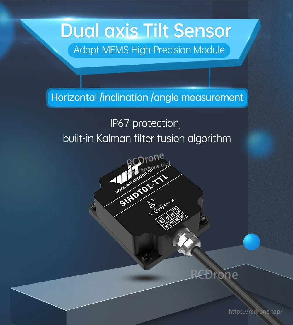 WitMotion SINDT01/SINDT02 AHRS tilt sensor with MEMS module, IP67 housing and Modbus output
