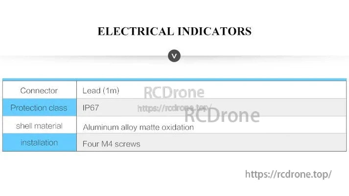 WitMotion SINET Dual-Axis AHRS, Electrical indicators: IP67, aluminum shell, M4 screws, 1m lead