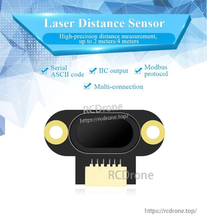 WitMotion WT-VL53L0 Laser Distance Sensor, High-precision laser sensor measures up to 4 meters, supports Serial ASCII, IIC, Modbus for multiple connections.