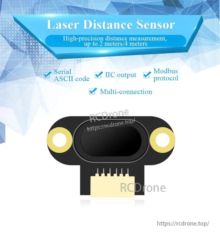 WitMotion WT-VL53L0 Laser Distance Sensor, High-precision laser distance sensor with 2/4-meter range, supports serial ASCII, IIC, Modbus, and multi-connection.