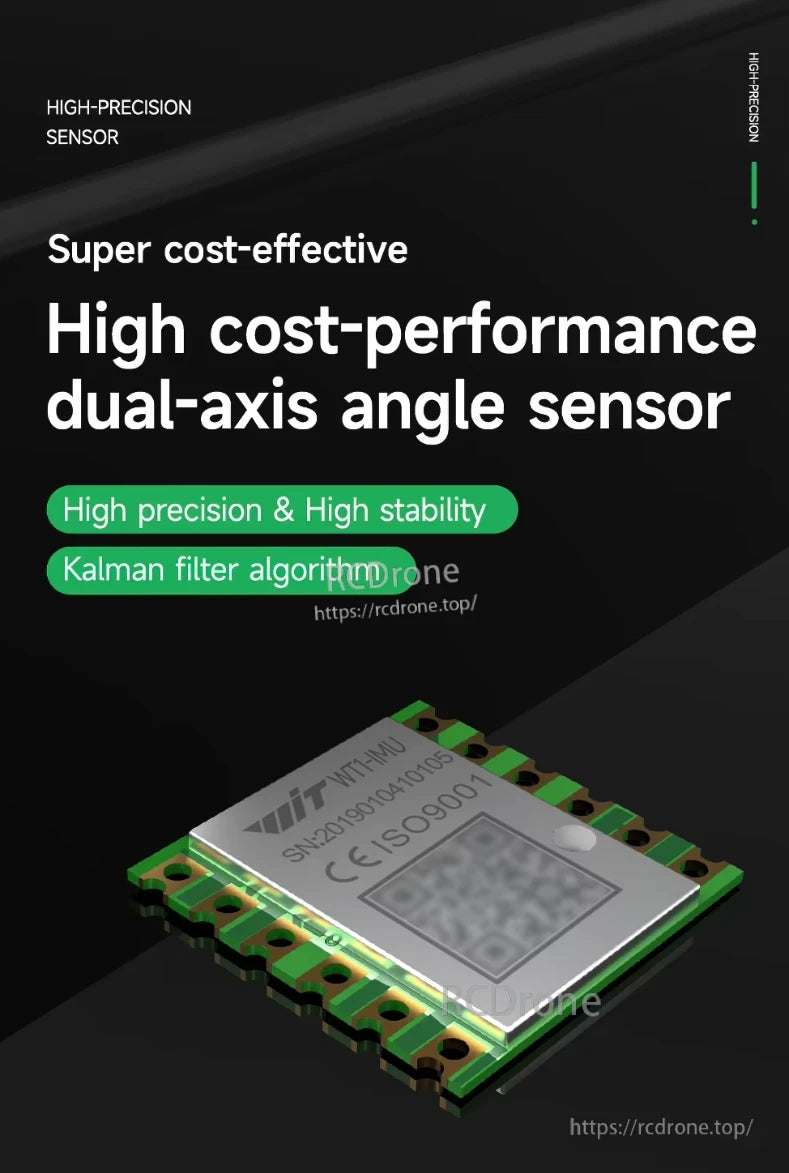 WitMotion WT1-IMU Dual-Axis Angle Sensor, Dual-axis angle sensor: cost-effective, stable, uses Kalman filter, ISO9001 certified.