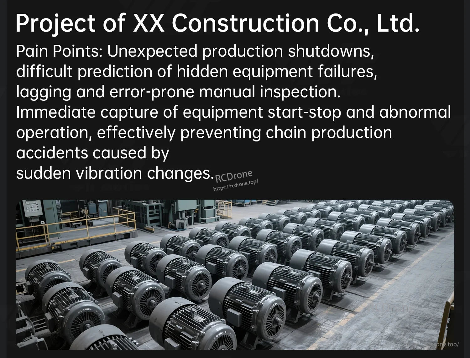 Customer project example: factory equipment monitoring to capture sudden vibration changes and prevent shutdowns