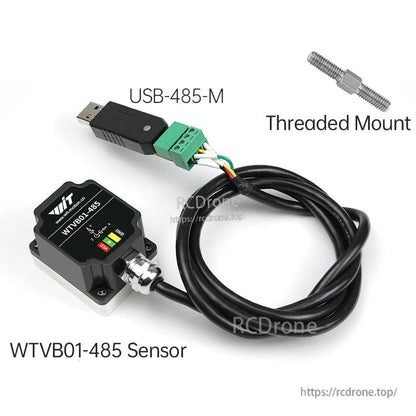 WTVB01-485 sensor with USB-485-M adapter, cable and threaded mount hardware